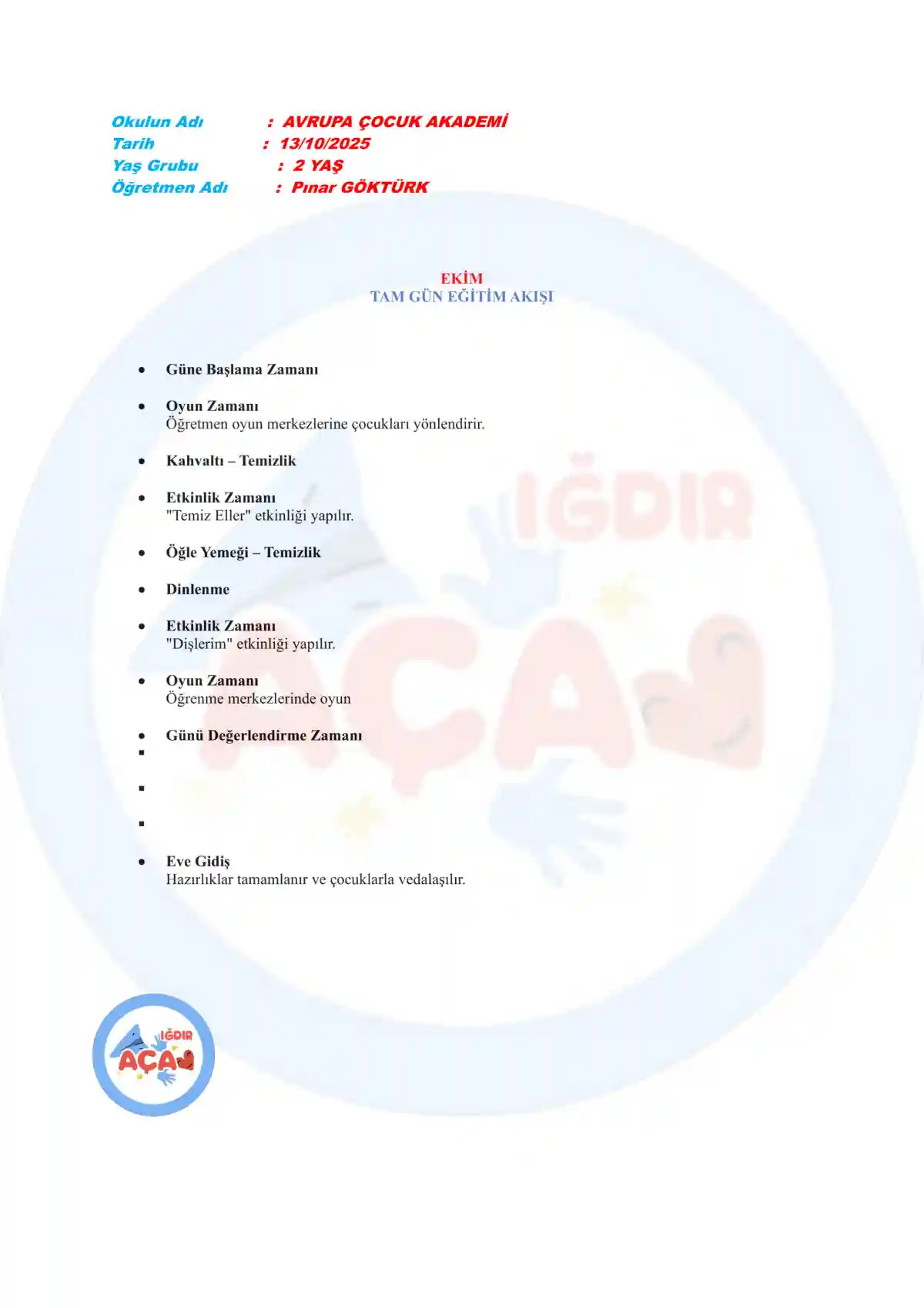 Iğdır Kreş, Iğdır Anaokulu